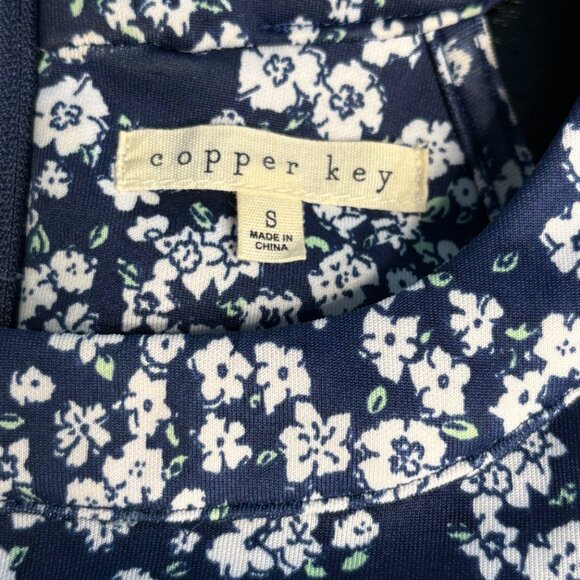 Copper Key Fit & Flare Bare Shoulder Dress Size Small Navy/White EUC - Picture 4 of 6